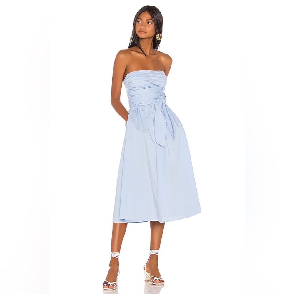Song of Style Strapless Loki Midi Dress in Powder Blue